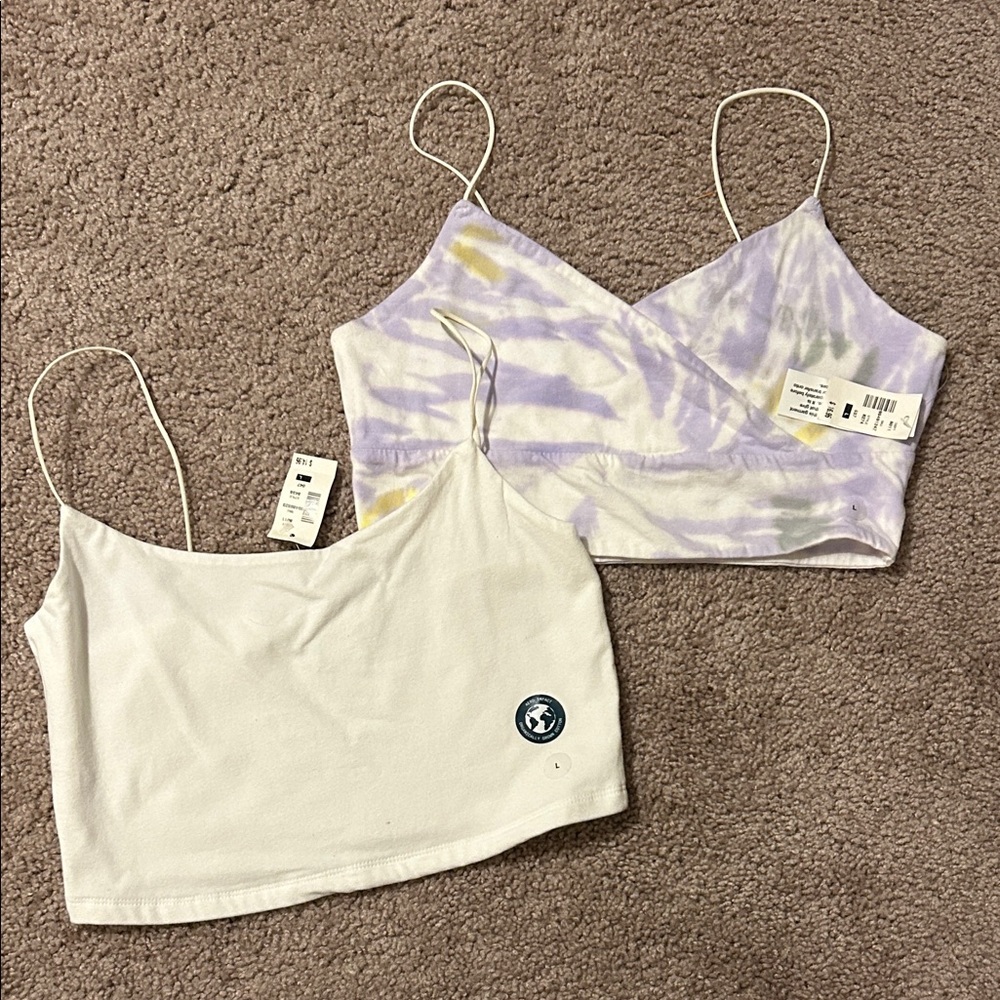 Aeropostale Lavender Tie-Dye and White Camisoles